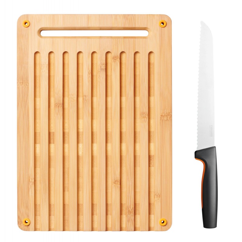 Fiskars Bambusové prkénko pro krájení chleba a nůž na krájení chleba 1057551 Fiskars Bambusové prkénko pro krájení chleba a nůž na krájení chleba 1057551