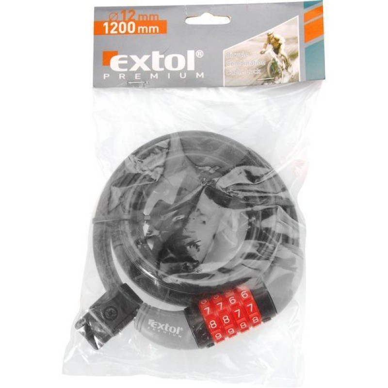 EXTOL PREMIUM zámek na kolo-lanko, kódové zamykání, 12x1200mm 8857824