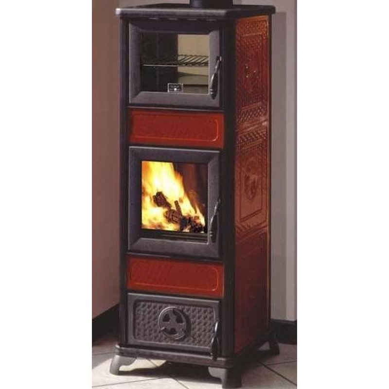 EDILKAMIN DAFNE teplovzdušná krbová kamna na dřevo s píckou bordó 434530