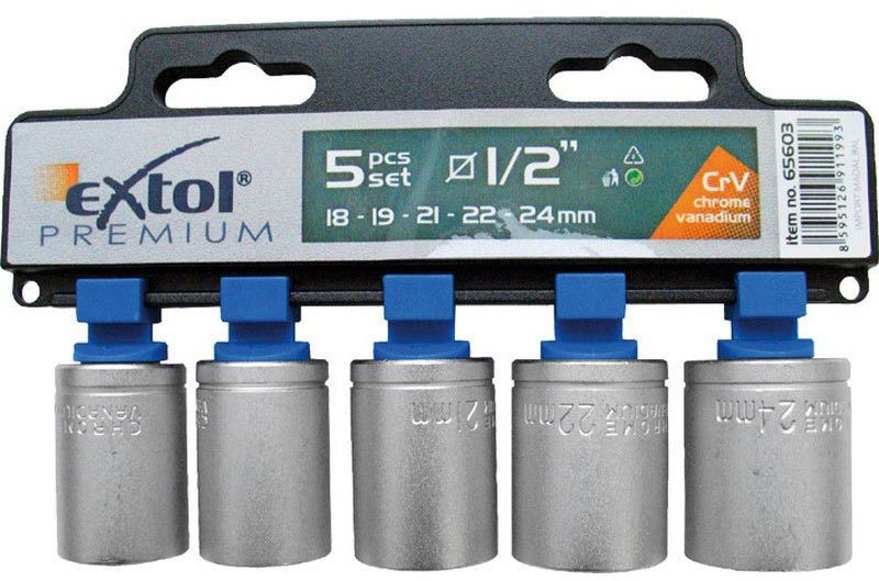 EXTOL PREMIUM hlavice nástrčné 1/2", sada 5ks 65603 EXTOL PREMIUM hlavice nástrčné 1/2", sada 5ks 65603