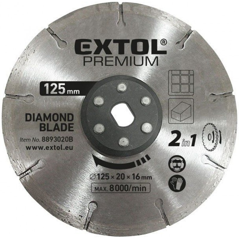 EXTOL PREMIUM kotouč řezný diamantový 125x20mm, pro 8893020 8893020B EXTOL PREMIUM kotouč řezný diamantový 125x20mm, pro 8893020 8893020B
