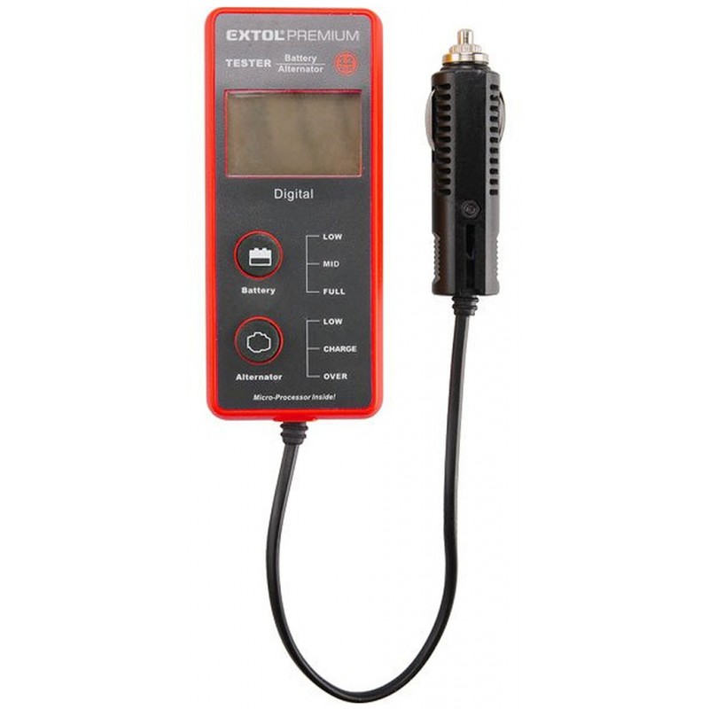 EXTOL PREMIUM tester autobaterie a alternátoru, digitální, 2 funkce 8897310