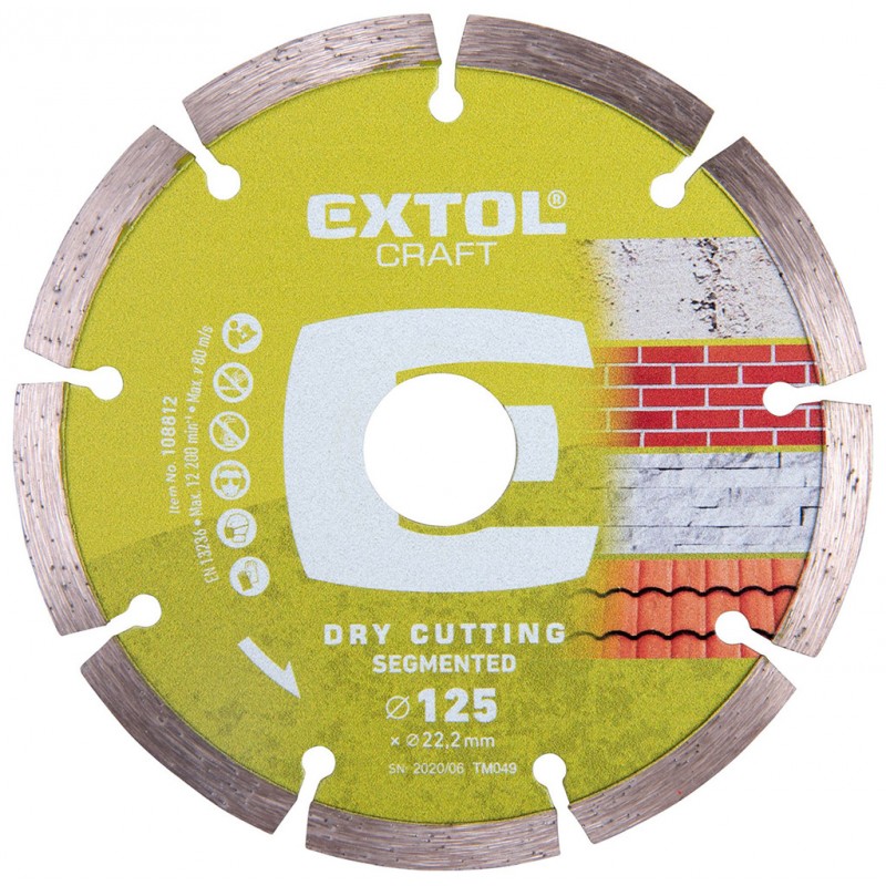 EXTOL CRAFT kotouč diamantový řezný 125x22,2mm SEGMENTOVÝ - suché řezání 108812 EXTOL CRAFT kotouč diamantový řezný 125x22,2mm SEGMENTOVÝ - suché řezání 108812