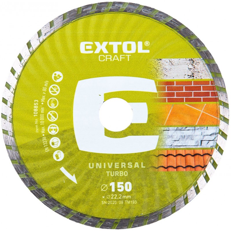 EXTOL CRAFT kotouč diamantový řezný 150x22,2mm TURBO - suché i mokré řezání 108853 EXTOL CRAFT kotouč diamantový řezný 150x22,2mm TURBO - suché i mokré řezání 108853