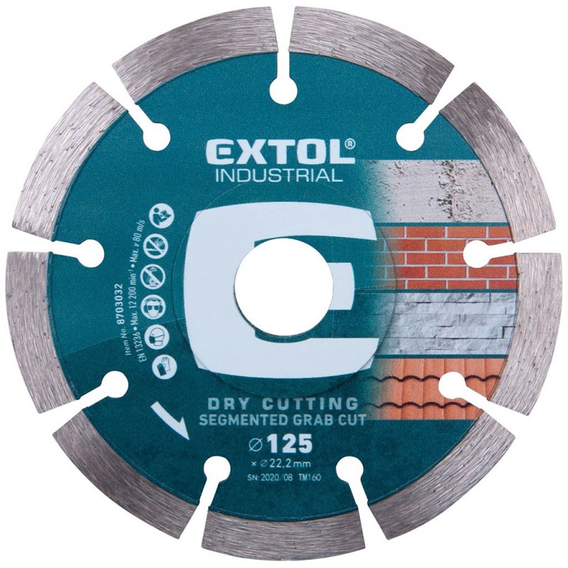 EXTOL INDUSTRIAL kotouč diamantový řezný - segmentový GRAB CUT - suché řezání 125x22,2mm EXTOL INDUSTRIAL kotouč diamantový řezný - segmentový GRAB CUT - suché řezání 125x22,2mm