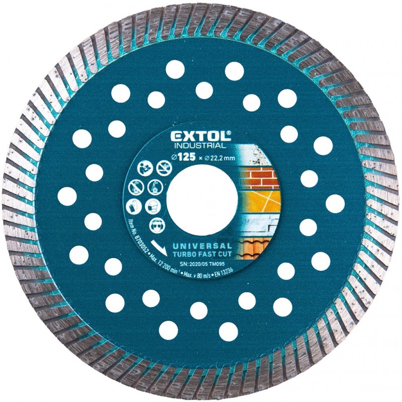 EXTOL INDUSTRIAL kotouč diamantový řezný 125x22,2mm TURBO FAST CUT EXTOL INDUSTRIAL kotouč diamantový řezný 125x22,2mm TURBO FAST CUT