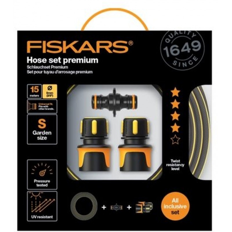 FISKARS Premium Sada zavlažovací hadice 9 mm (3/8”) 15 m se spojkami Q4 1027101
