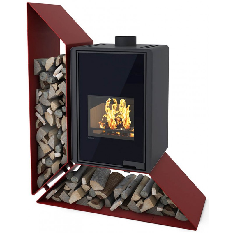 HS FLAMINGO DELUXE ® KAMPA Krbová kamna 9kW, levá, červená HSF42-008