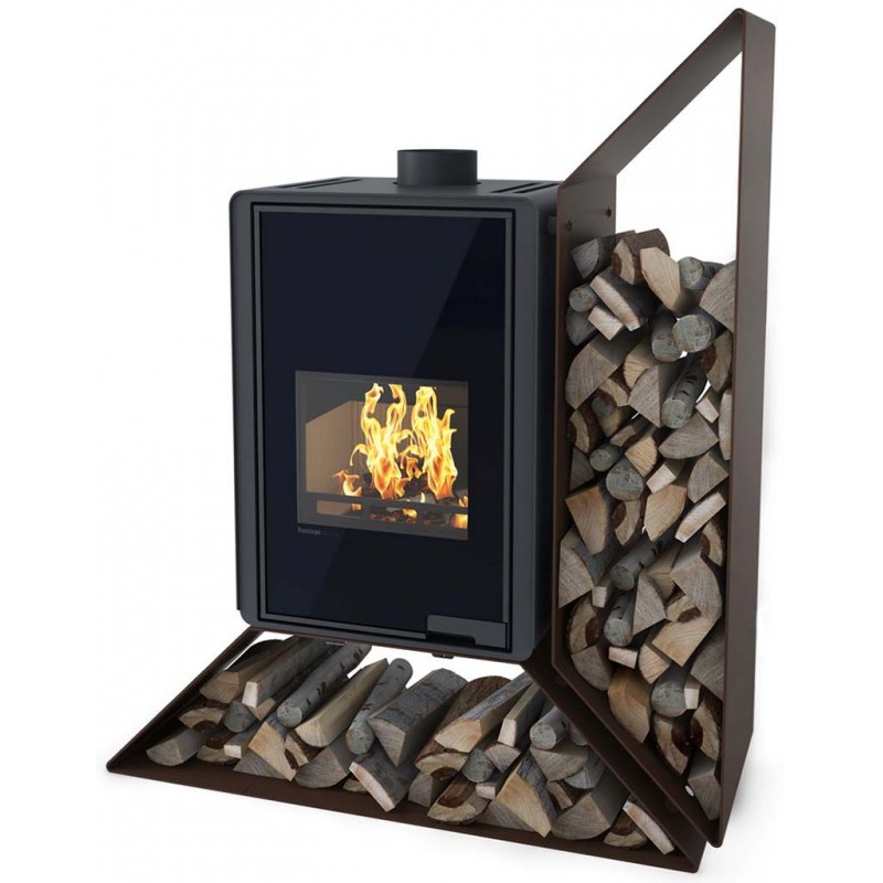 HS FLAMINGO DELUXE ® KAMPA Krbová kamna 9kW, pravá, hnědá/sametová HSF42-015