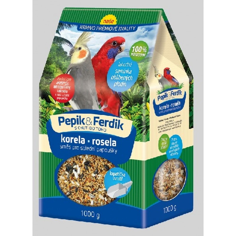 FORESTINA PEPÍK&FERDÍK krmná směs pro střední papoušky 1000g FORESTINA PEPÍK&FERDÍK krmná směs pro střední papoušky 1000g
