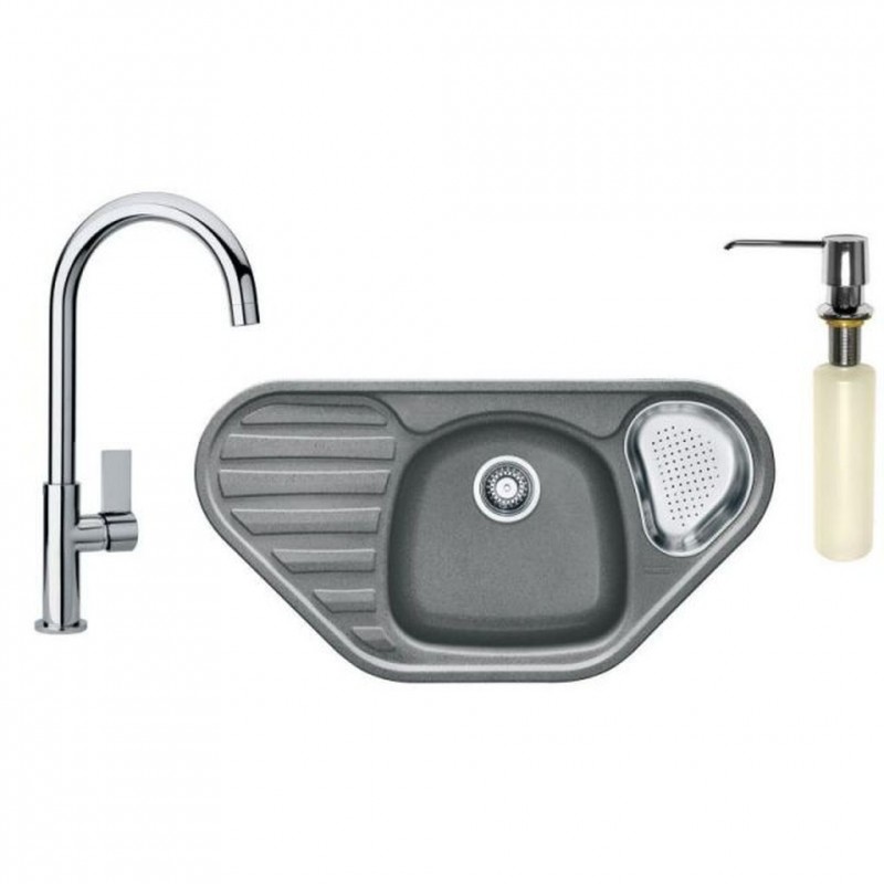 Franke SET G123 (dřez COG 651 E šedý+baterie FP 0408.031+dávkovač FD 300) 114.0440.279