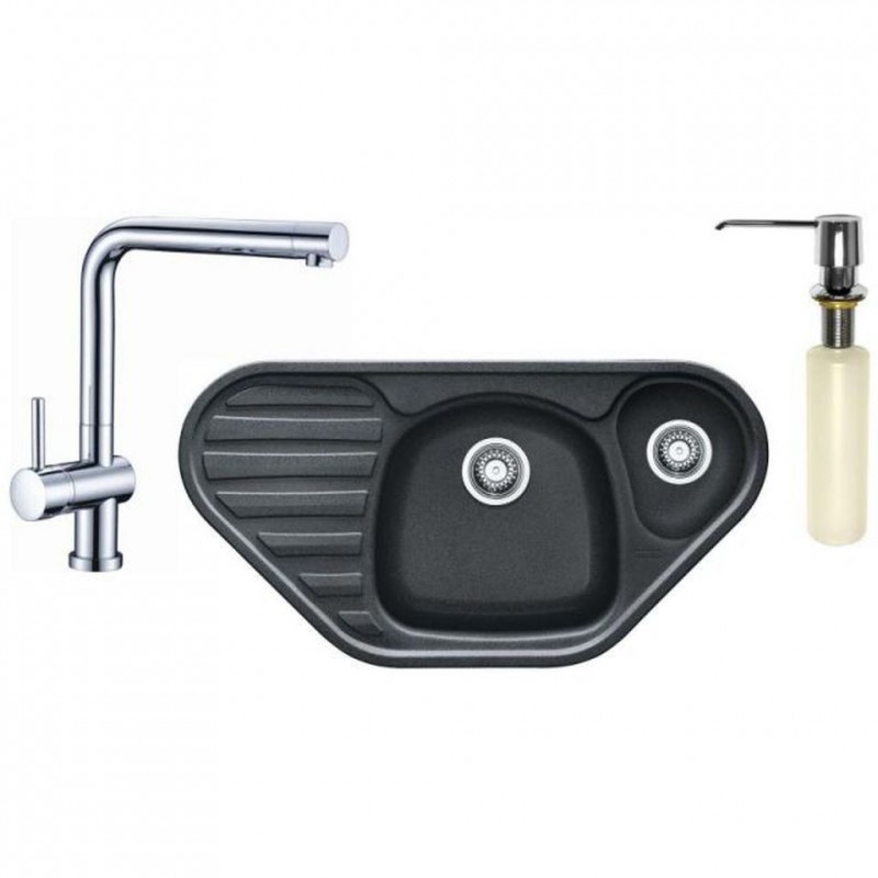 FRANKE SET G124 (dřez COG 651 E grafit+baterie Samoa+dávkovač FD 300) 114.0440.281