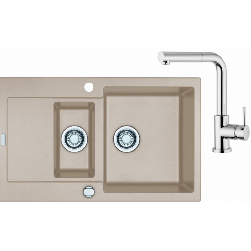 Franke SET G12 granitový dřez MRG 651-78 sahara + baterie FN 0147 chrom 114.0253.365