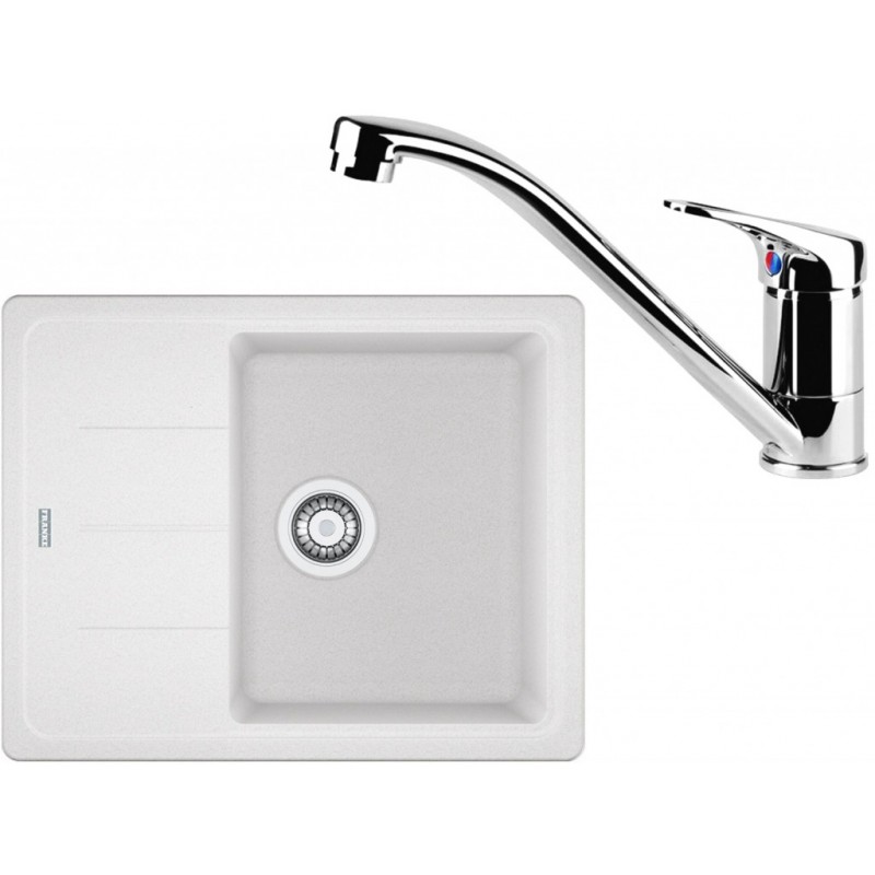Franke SET G65 granitový dřez BFG 611-62 bílý led + baterie FC 1839 chrom 114.0365.133