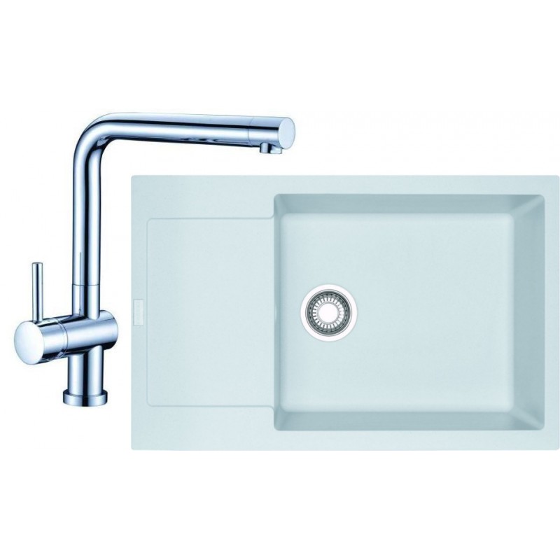 Franke SET G75 granitový dřez MRG 611-78 BB bílý led + baterie Samoa chrom 114.0365.423
