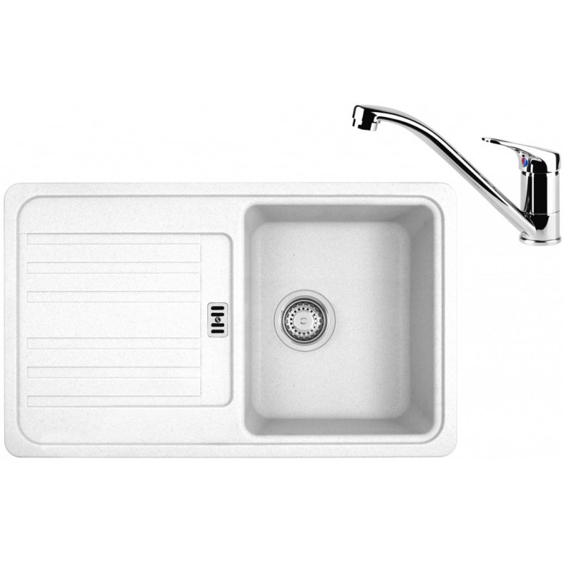 Franke SET G83 granitový dřez EFG 614-78 bílý led + baterie FC 1839 chrom 114.0365.753