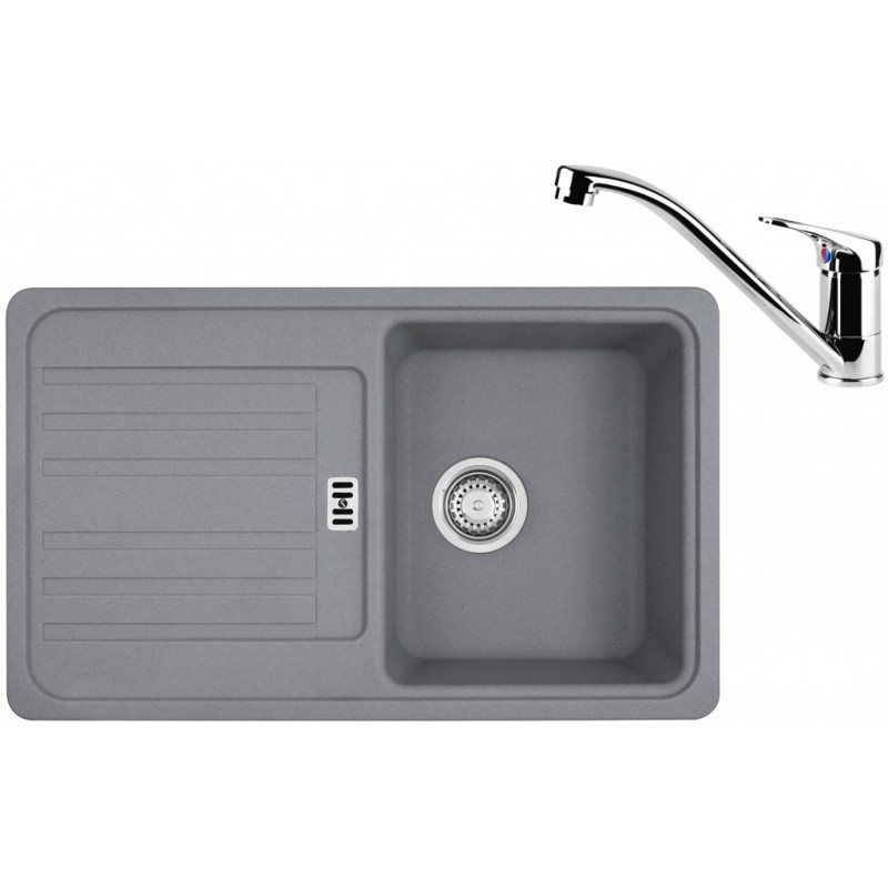 Franke SET G83 granitový dřez EFG 614-78 šedý kámen + baterie FC 1839 chrom 114.0365.792