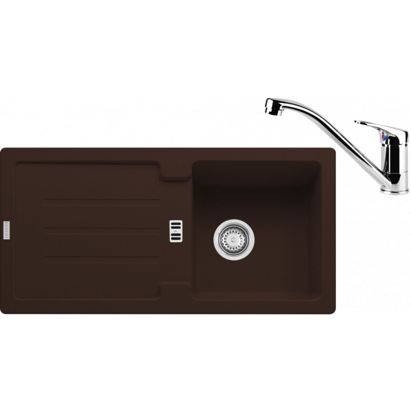 Franke SET G84 granitový dřez STG 614 tmavě hnědý + baterie FC 1839 chrom 114.0365.813