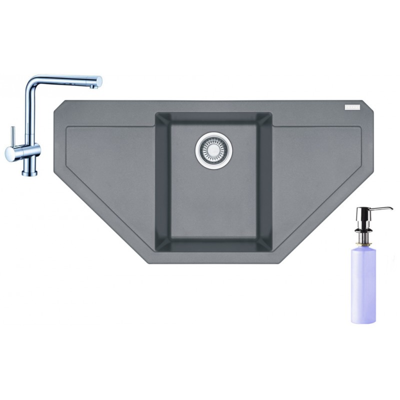 Franke SET G85 granitový dřez MRG 612 E šedý kámen+baterie Samoa+dávkovač FD 300 Franke SET G85 granitový dřez MRG 612 E šedý kámen+baterie Samoa+dávkovač FD 300