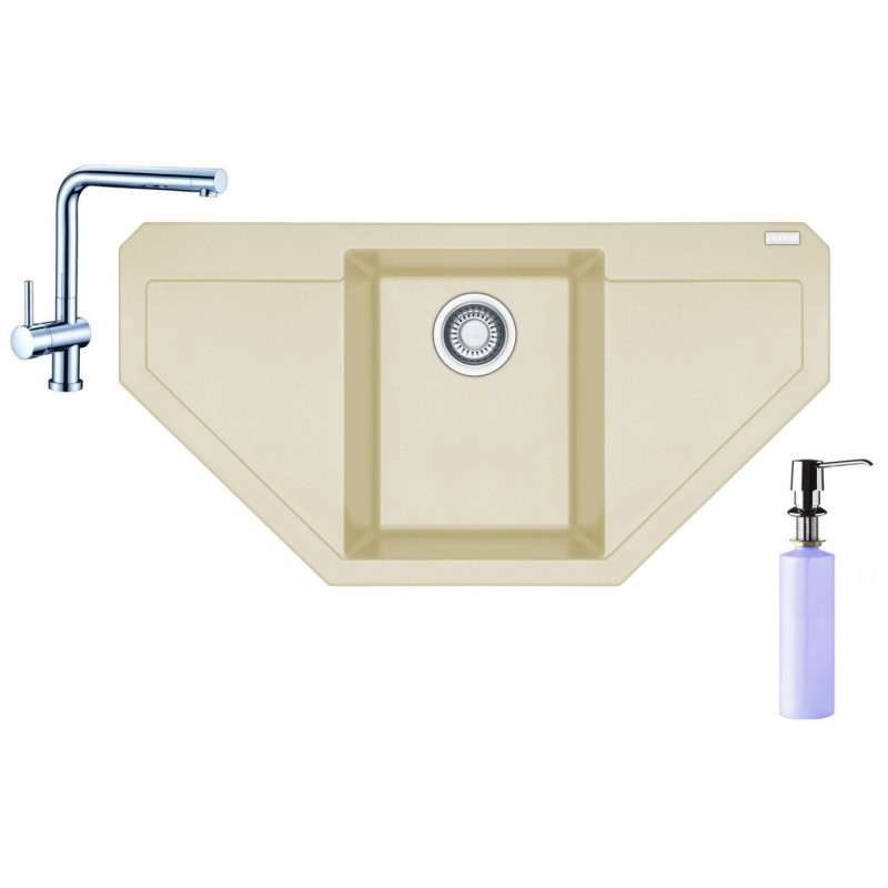 Franke SET G85 granitový dřez MRG 612 E vanilka+baterie Samoa+dávkovač FD 300