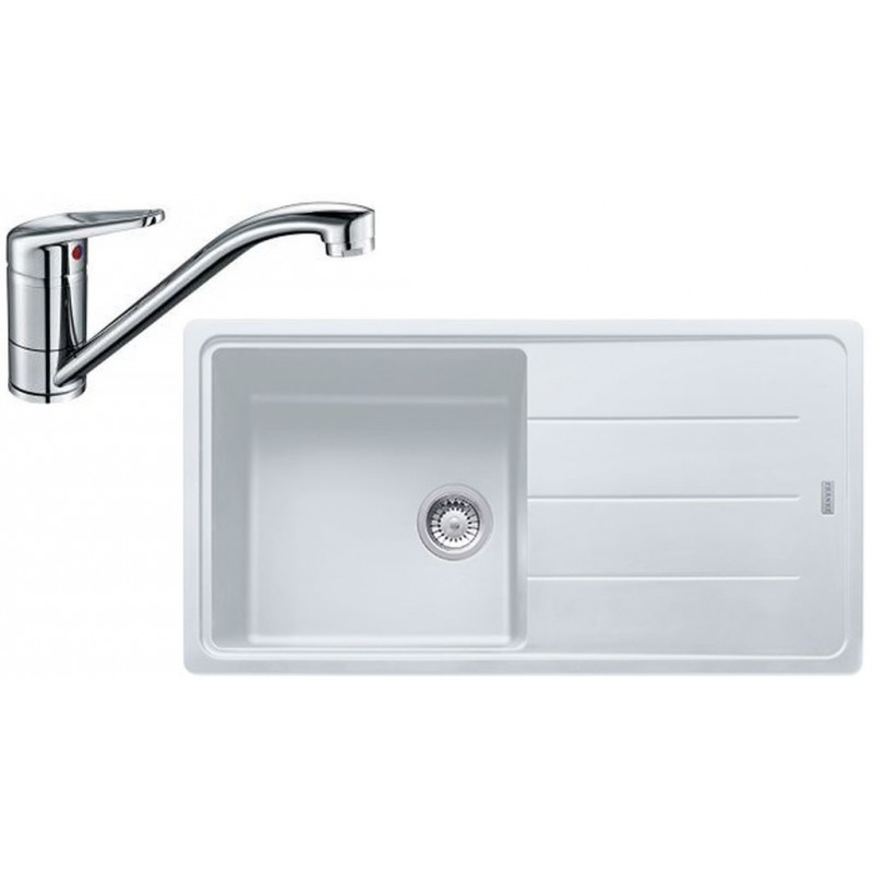 Franke SET G133 granitový dřez BFG 611 bílá led + baterie FC 9541.031 chrom