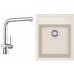 Franke SET T50 tectonitový dřez SID 610-40 krémová + baterie Samoa chrom