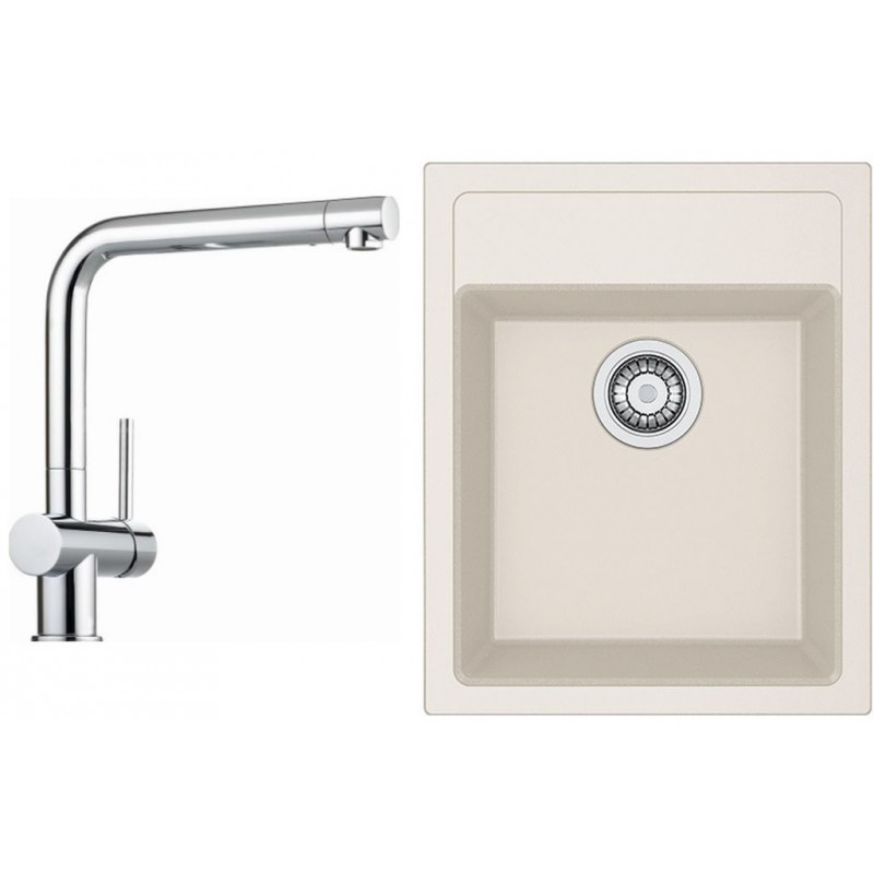 Franke SET T50 tectonitový dřez SID 610-40 krémová + baterie Samoa chrom