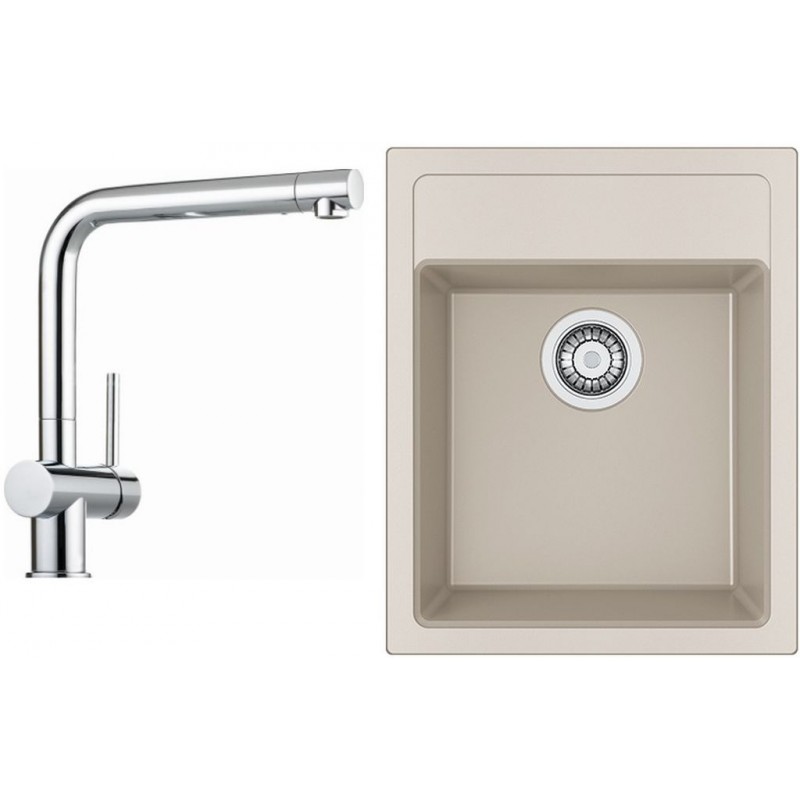 Franke SET T50 tectonitový dřez SID 610-40 kávová + baterie Samoa chrom