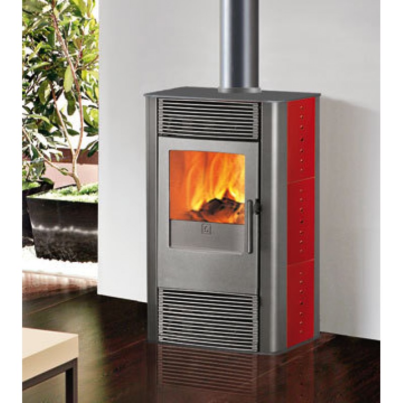 EDILKAMIN FUNKY teplovzdušná krbová kamna na dřevo bordó 641670