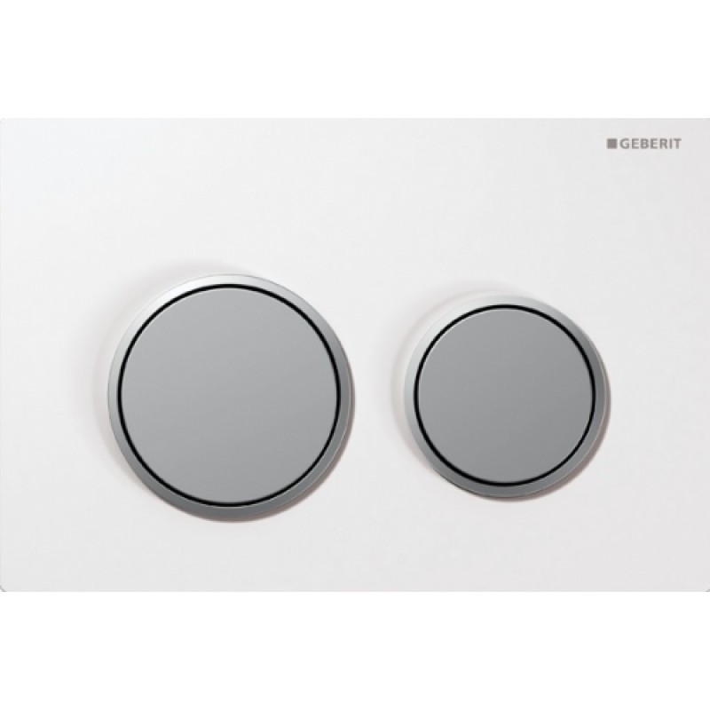 GEBERIT - ovládací tlačítko OMEGA 20, bílá / pochromovaná matná 115.085.KL.1 GEBERIT - ovládací tlačítko OMEGA 20, bílá / pochromovaná matná 115.085.KL.1