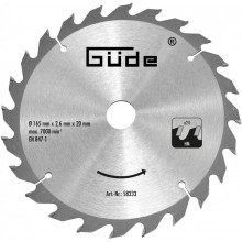 GÜDE Pilový kotouč na dřevo HM 165 x 20 x 1,5 - 24z 58333