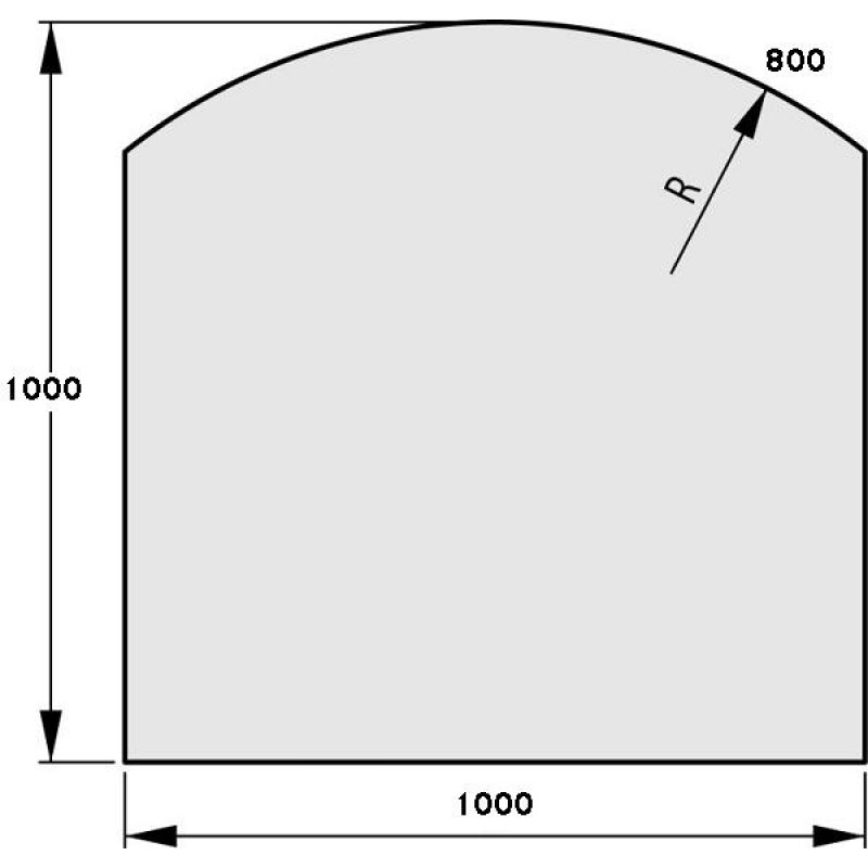 HAAS+SOHN Sklo pod kamna 1000/1000/R800 mm, formát E 1115910300000