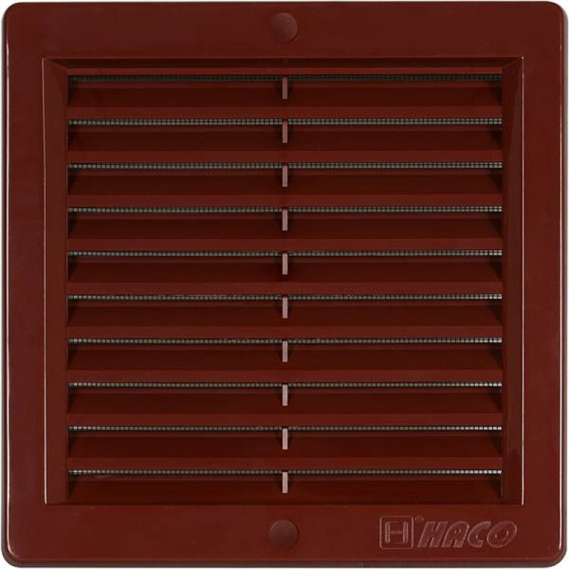 HACO větrací mřížka s rámečkem a síťovinou VM 200x200 H plast, hnědá 0204