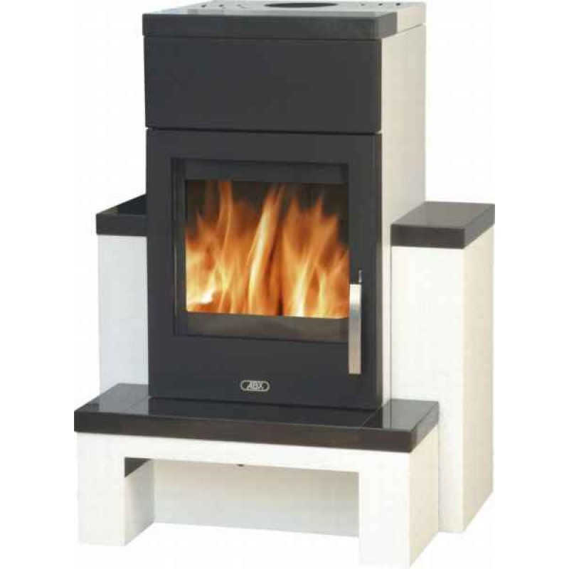 ABX Hamar 5614-7 krbová kamna na dřevo, černý plech + kachle coffe bone, včetně horní desky