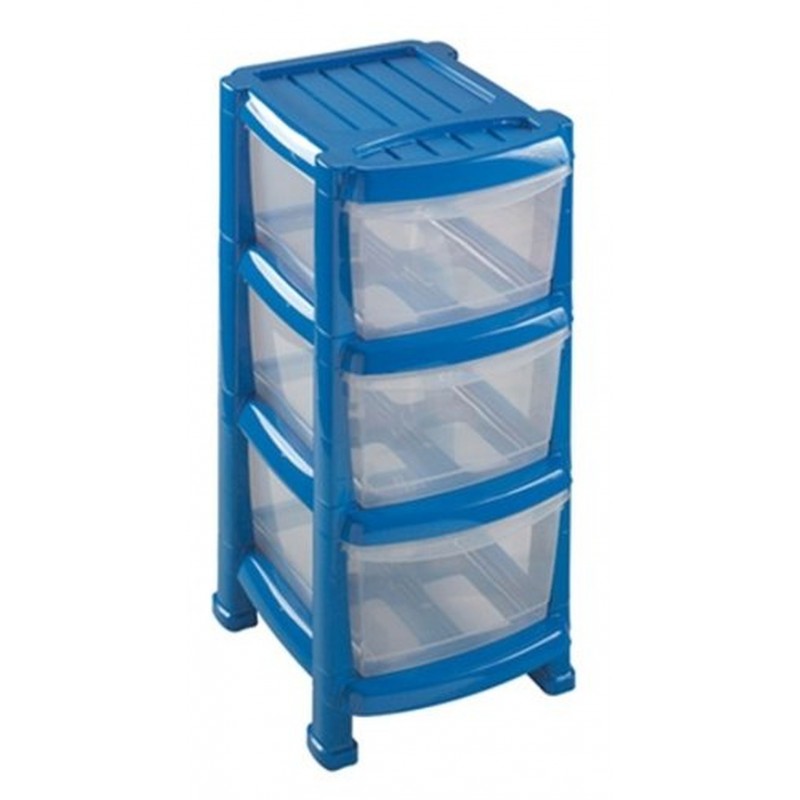 HEIDRUN Regálek se třemi zásuvkami úzký modrý 1520