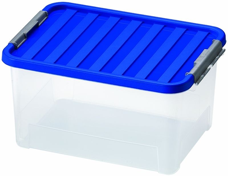 HEIDRUN Box s víkem 25l, 23 x 44 x 31 cm, transparentní/modrá 1670 HEIDRUN Box s víkem 25l, 23 x 44 x 31 cm, transparentní/modrá 1670
