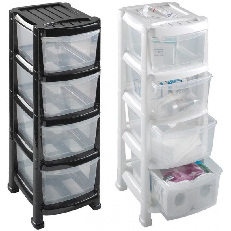 HEIDRUN Regálek se čtyřmi zásuvkami úzký bílý 1521