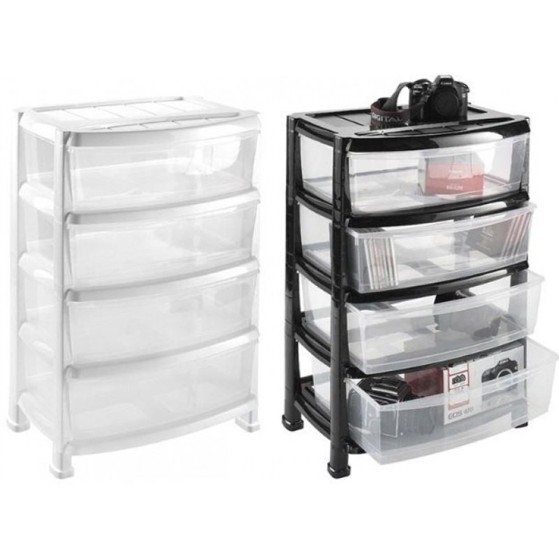 HEIDRUN Regálek se čtyřmi zásuvkami široký modrý 1526