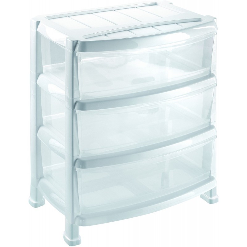 HEIDRUN Regálek se třemi zásuvkami široký bílý 1525