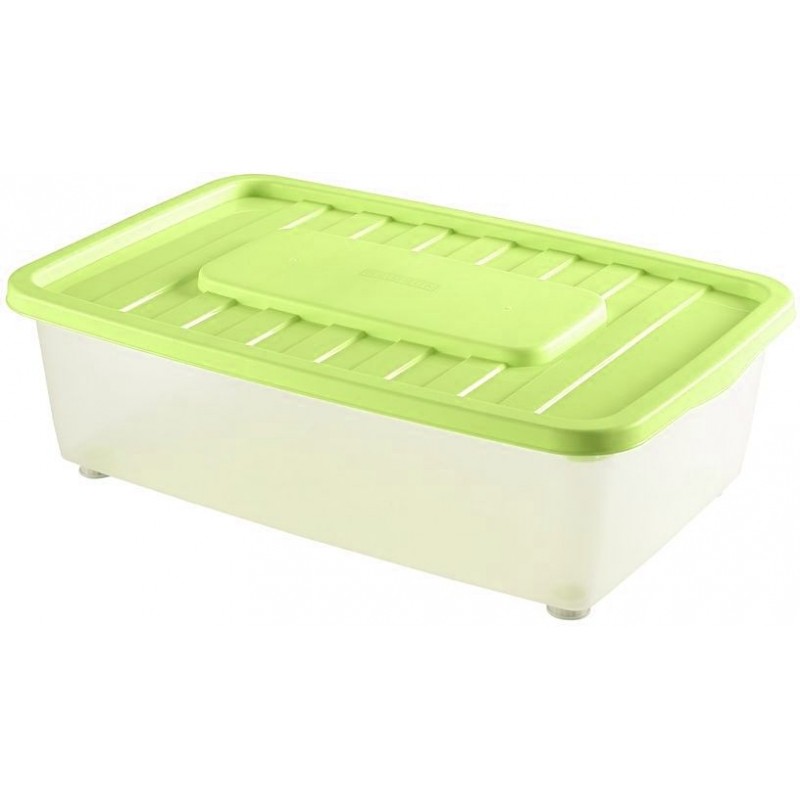 HEIDRUN Box úložný pod postel, 18 x 56 x 37 cm, 25 l, transparentní/zelená 1565