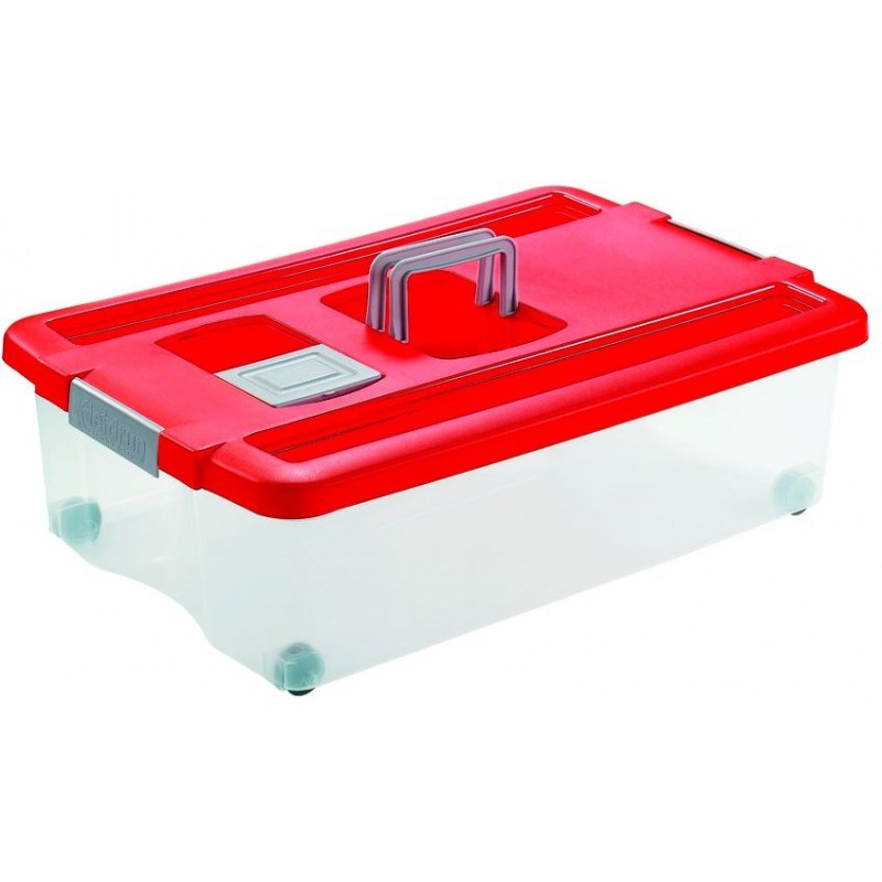 HEIDRUN Box úložný pod postel pojízdný 18 x 60 x 40 cm, červená 1568