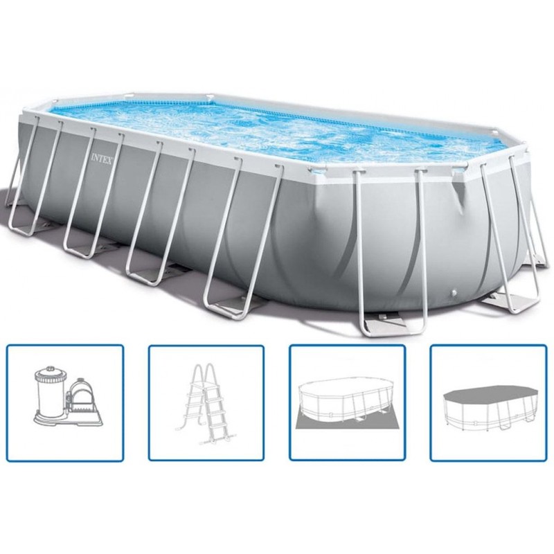 INTEX Prism Frame Oval Premium Pools bazénový set 610 x 305 x 122 cm s kartušovou filtrační pumpou 26798NP INTEX Prism Frame Oval Premium Pools bazénový set 610 x 305 x 122 cm s kartušovou filtrační pumpou 26798NP