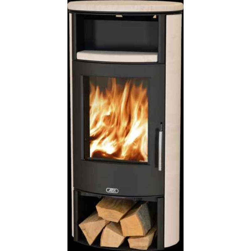 ABX Island 4672-7 krbová kamna na dřevo, černý plech + cream, včetně horní desky