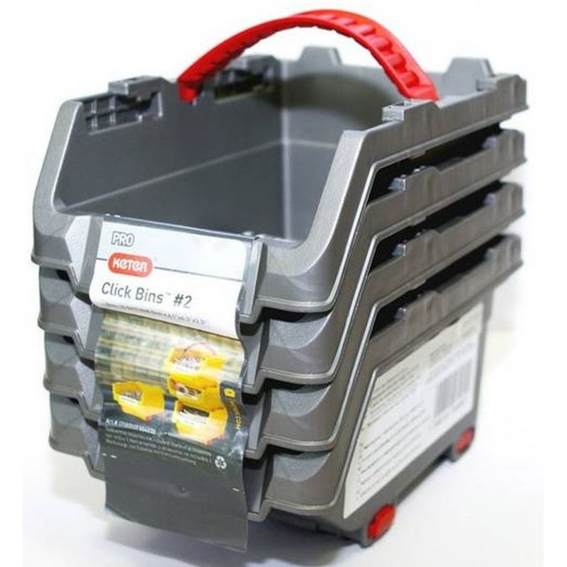 KETER CLICK BIN S set 4x0,45L organizéry 15,5x11x8,5cm šedé 17197117 KETER CLICK BIN S set 4x0,45L organizéry 15,5x11x8,5cm šedé 17197117