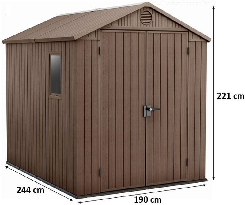 KETER DARWIN 6 x 8 zahradní domek, 190 x 244 x 221 cm, hnědý 17210355 KETER DARWIN 6 x 8 zahradní domek, 190 x 244 x 221 cm, hnědý 17210355