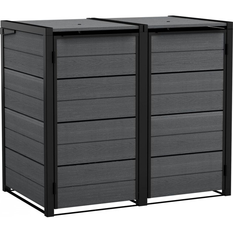 KETER HIDE AWAY 2x240L Skříňka na popelnice, 138,1 x 84,3 x 121,2 cm, šedá 17213790 KETER HIDE AWAY 2x240L Skříňka na popelnice, 138,1 x 84,3 x 121,2 cm, šedá 17213790