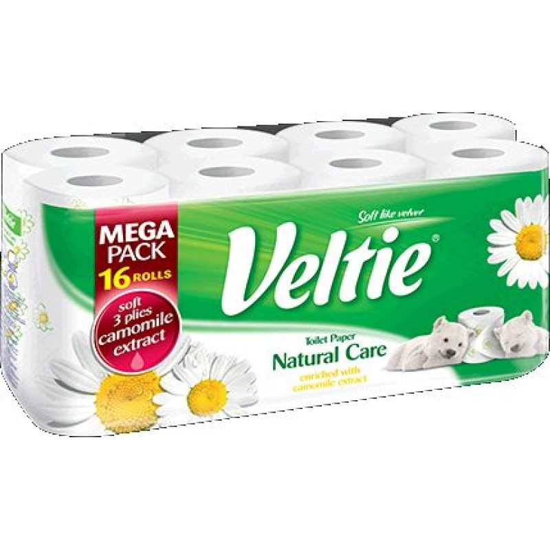 KLEENEX Welcomes Veltie Toaletní papír 16 rolí, 3-vrstvý, heřmánek 4100128 KLEENEX Welcomes Veltie Toaletní papír 16 rolí, 3-vrstvý, heřmánek 4100128