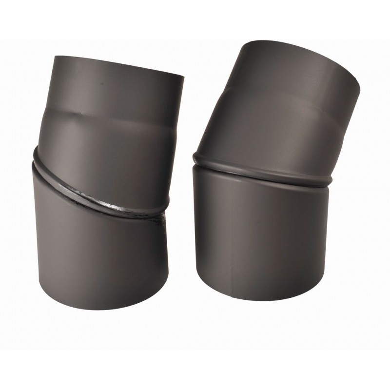 Koleno kouřovodu, přestavitelné 180mm 0-45° (1,5) černá Koleno kouřovodu, přestavitelné 180mm 0-45° (1,5) černá
