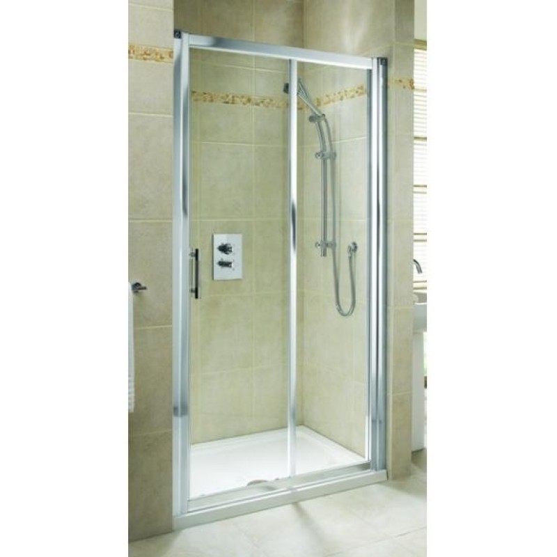 KOLO Geo-6 posuvné dveře 110 cm do niky nebo pro kombinaci s pevnou stěnou Geo-6, sklo čiré/rám stříbrný GDRS11222003B