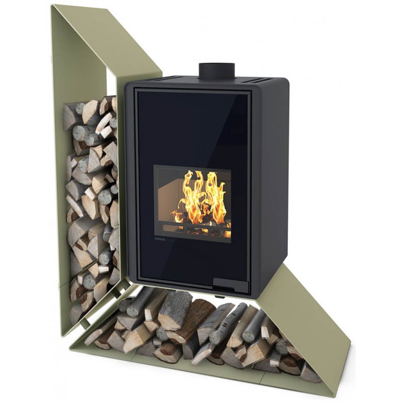 HS FLAMINGO DELUXE ® KAMPA Krbová kamna 9kW, levá, olivová HSF42-011